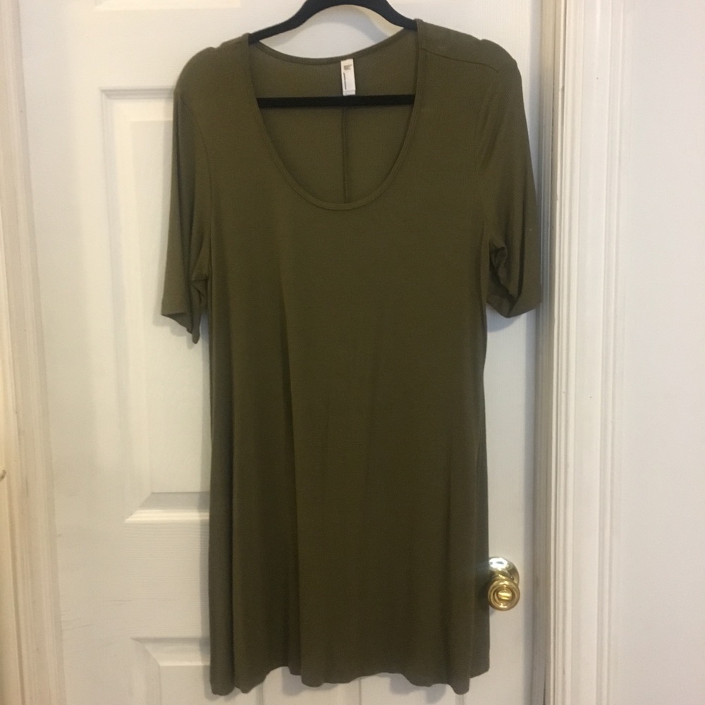 American Apparel Swing Dress, Olive Green
